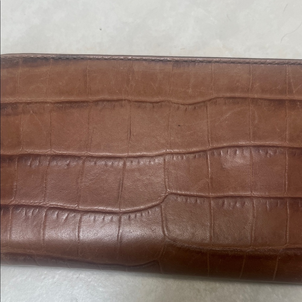 Michael Kors Brown Croc-Embossed Wallet with Gold Accents - Picture 3 of 4